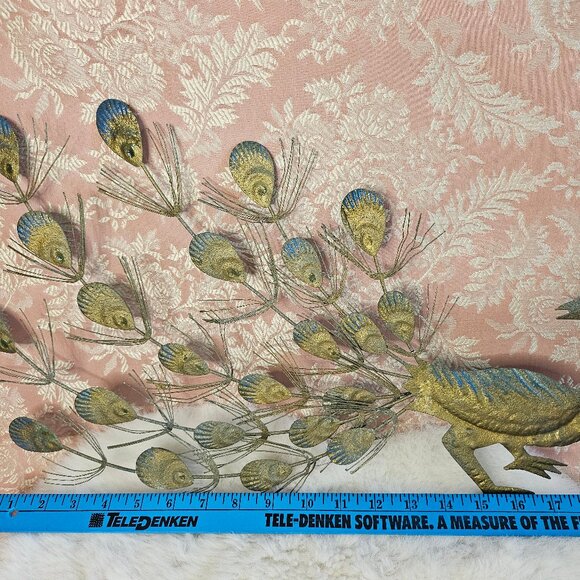 Vtg Peacock Wall Hanging Art Metal Pair Faux Copper Mid Century - Picture 5 of 8